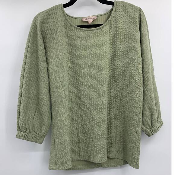 Philosophy Republic Clothing Green Waffle Texture Pullover Blouse Top Medium NEW - Picture 1 of 8